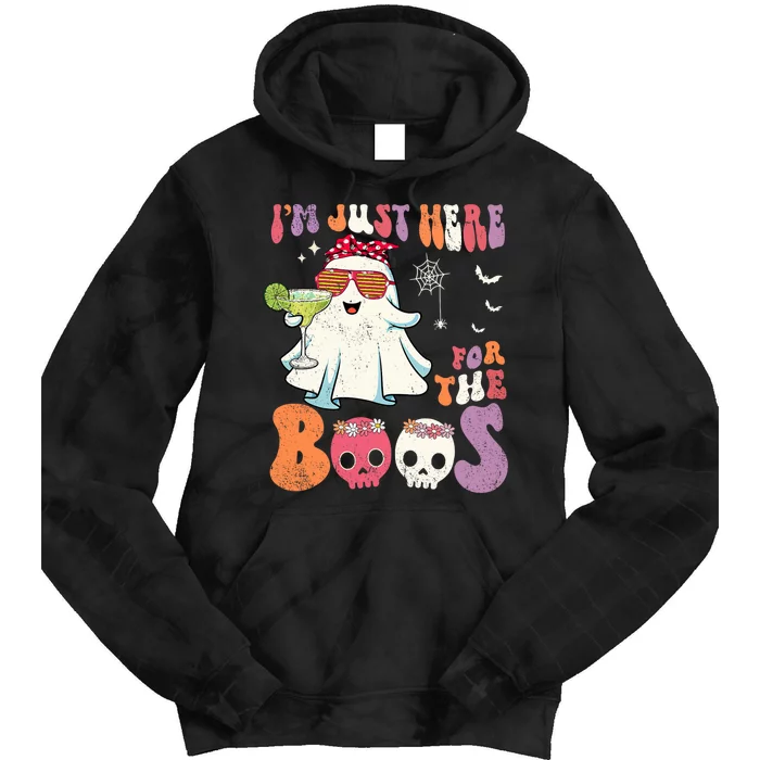 IM Just Here For The Boos Ghost Halloween Margarita Groovy Tie Dye Hoodie