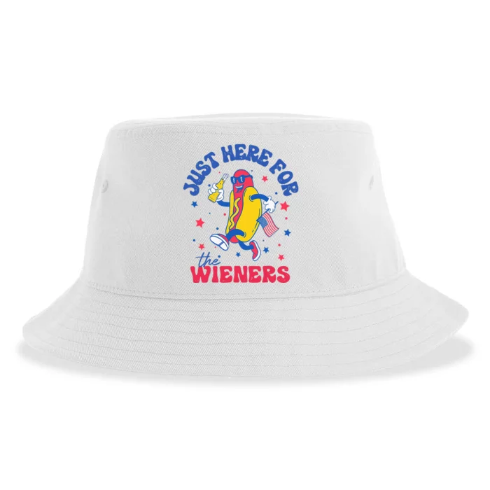 Im Just Here For Wieners 4th Of July Hotdog Sustainable Bucket Hat