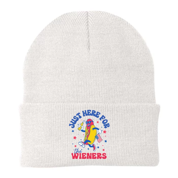 Im Just Here For Wieners 4th Of July Hotdog Knit Cap Winter Beanie