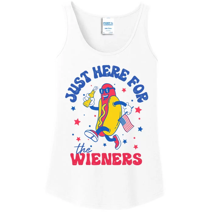 Im Just Here For Wieners 4th Of July Hotdog Ladies Essential Tank