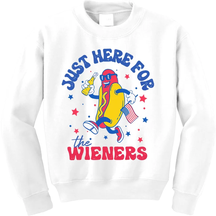 Im Just Here For Wieners 4th Of July Hotdog Kids Sweatshirt