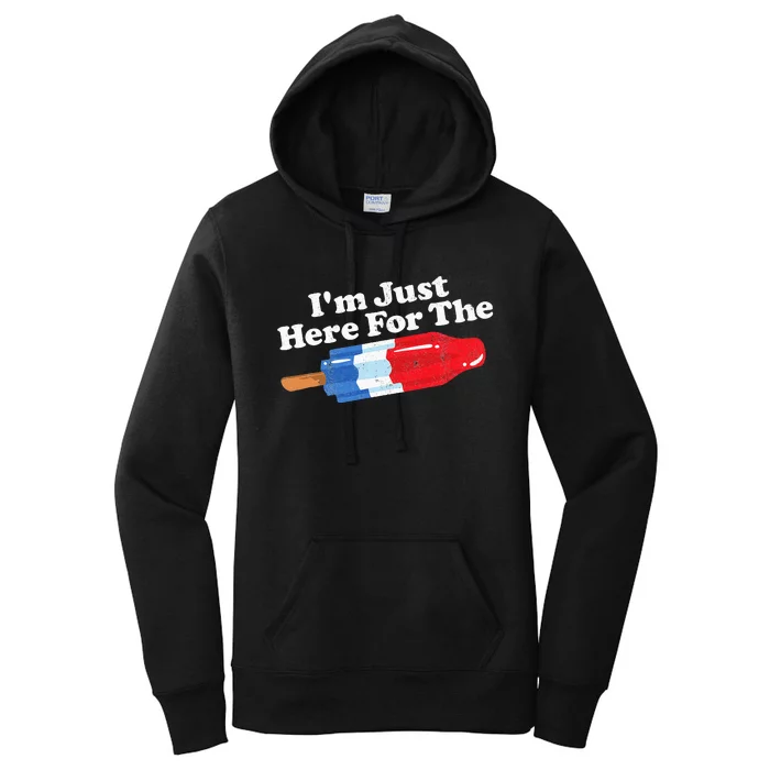 I'm Just Here For The Popsicle Funny Bomb Retro 80s Pop Gift Women's Pullover Hoodie