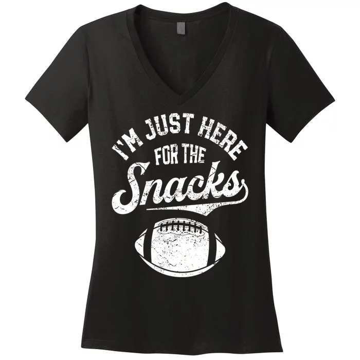 Im Just Here For The Snacks Funny Fantasy Football Women's V-Neck T-Shirt