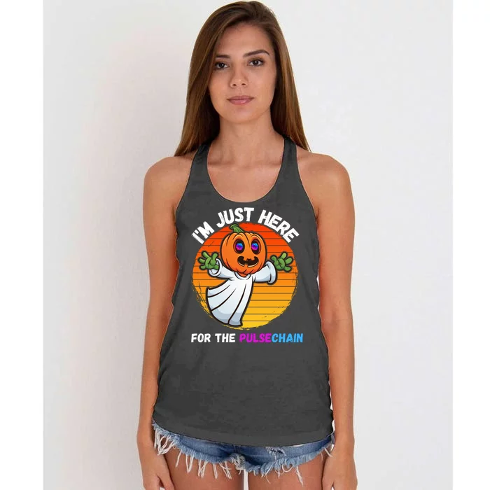 Im Just Here For The PulseChain Funny Halloween Pulsechain Funny Halloween HEX Women's Knotted Racerback Tank