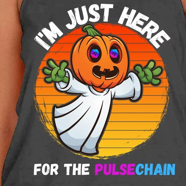 Im Just Here For The PulseChain Funny Halloween Pulsechain Funny Halloween HEX Women's Knotted Racerback Tank