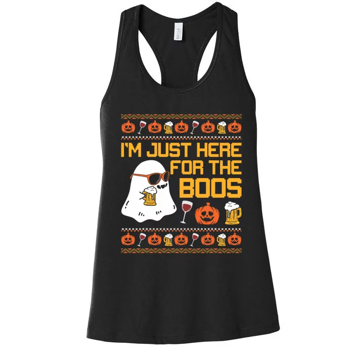 IM Just Here For The Boos Ghost Funny Halloween Women's Racerback Tank