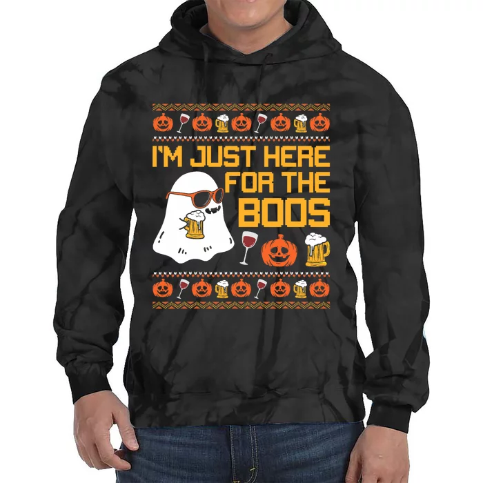 IM Just Here For The Boos Ghost Funny Halloween Tie Dye Hoodie