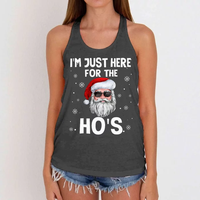 IM Just Here For The HoS Funny Christmas Santa HoS Quotes Women's Knotted Racerback Tank