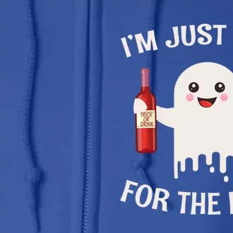 Im Just Here For The Boos Wine Halloween Ghost Costume Gift Full Zip Hoodie