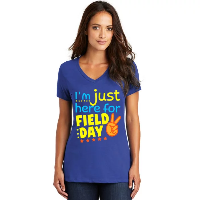 IM Just Here For Field Day 2024 For Teacher Field Day Great Gift Women's V-Neck T-Shirt