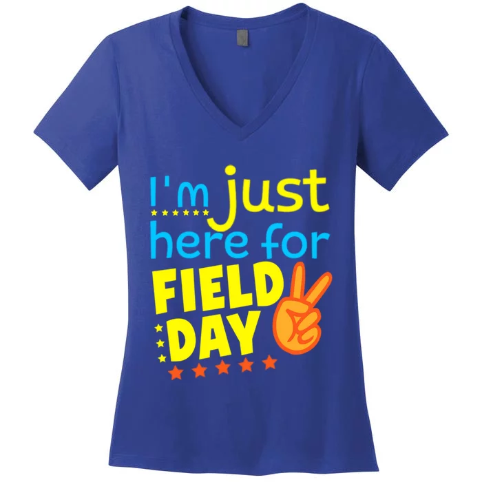 IM Just Here For Field Day 2024 For Teacher Field Day Great Gift Women's V-Neck T-Shirt