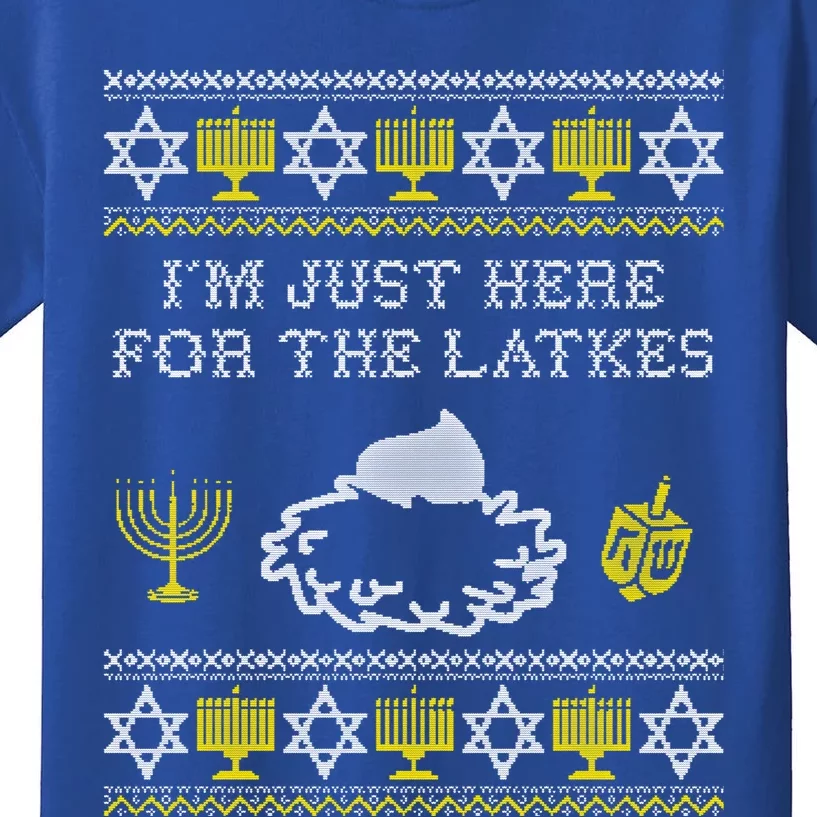 I'm Just Here For The Latkes Hannukah Channukah Jewish Funny Gift Cool Gift Kids T-Shirt