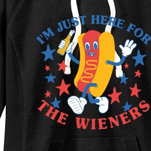 Im Just Here For The Wieners 4th Of July Independence Day Women's Fleece Hoodie