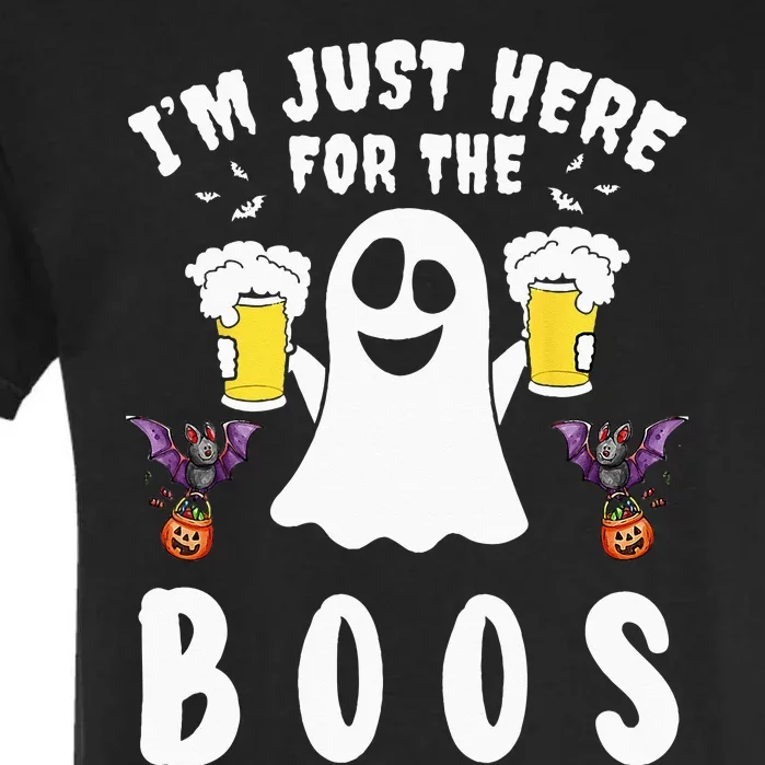 Im Just Here For The Boos Ghost Beer Halloween Costume Men Garment-Dyed Heavyweight T-Shirt