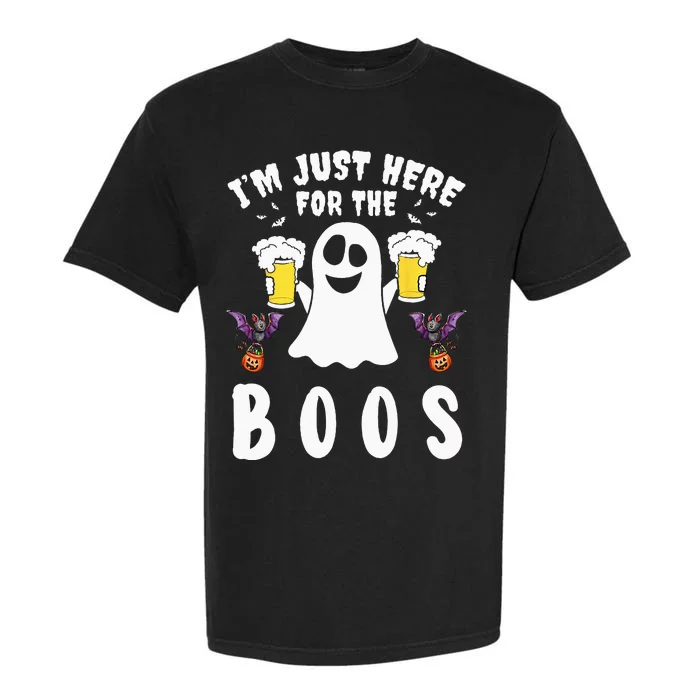 Im Just Here For The Boos Ghost Beer Halloween Costume Men Garment-Dyed Heavyweight T-Shirt