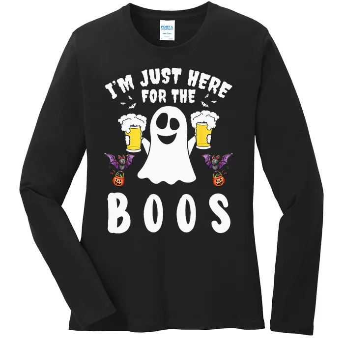 Im Just Here For The Boos Ghost Beer Halloween Costume Men Ladies Long Sleeve Shirt