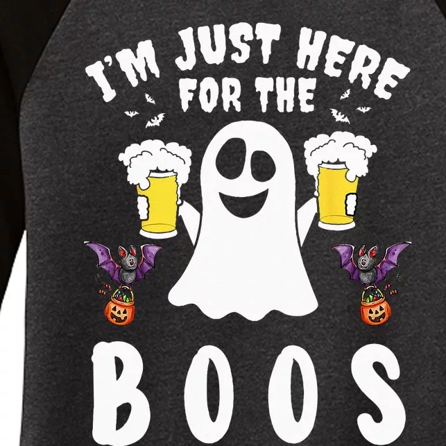 Im Just Here For The Boos Ghost Beer Halloween Costume Men Women's Tri-Blend 3/4-Sleeve Raglan Shirt