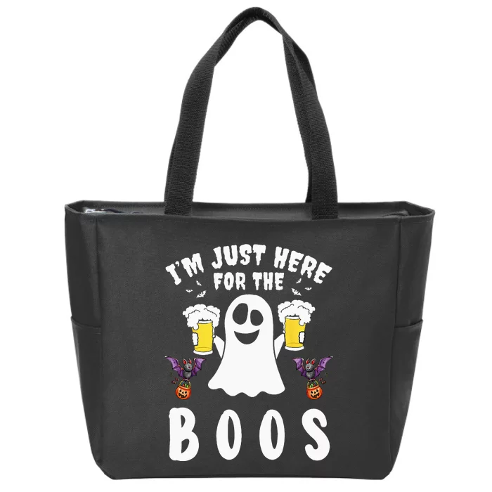 Im Just Here For The Boos Ghost Beer Halloween Costume Men Zip Tote Bag