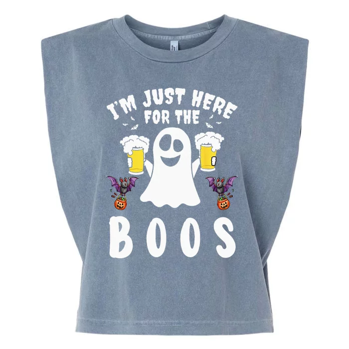 Im Just Here For The Boos Ghost Beer Halloween Costume Men Garment-Dyed Women's Muscle Tee