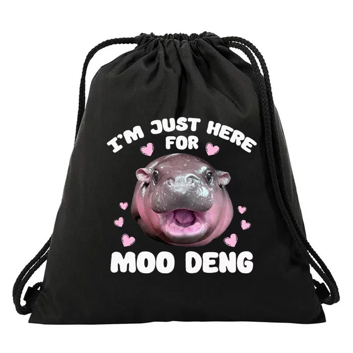 IM Just Here For Moo Deng Cute Baby Hippo Bouncy Souvenir Drawstring Bag