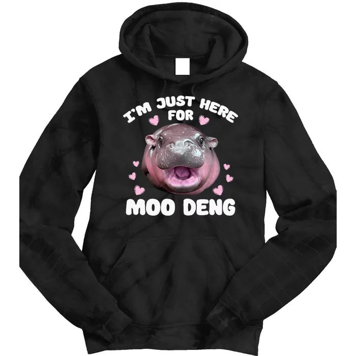 IM Just Here For Moo Deng Cute Baby Hippo Bouncy Souvenir Tie Dye Hoodie