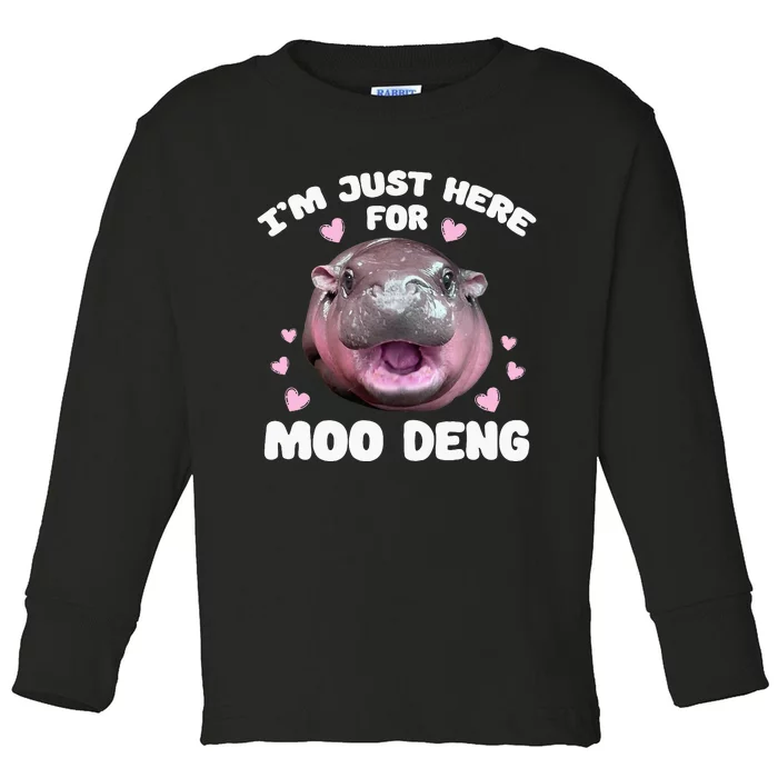 IM Just Here For Moo Deng Cute Baby Hippo Bouncy Souvenir Toddler Long Sleeve Shirt