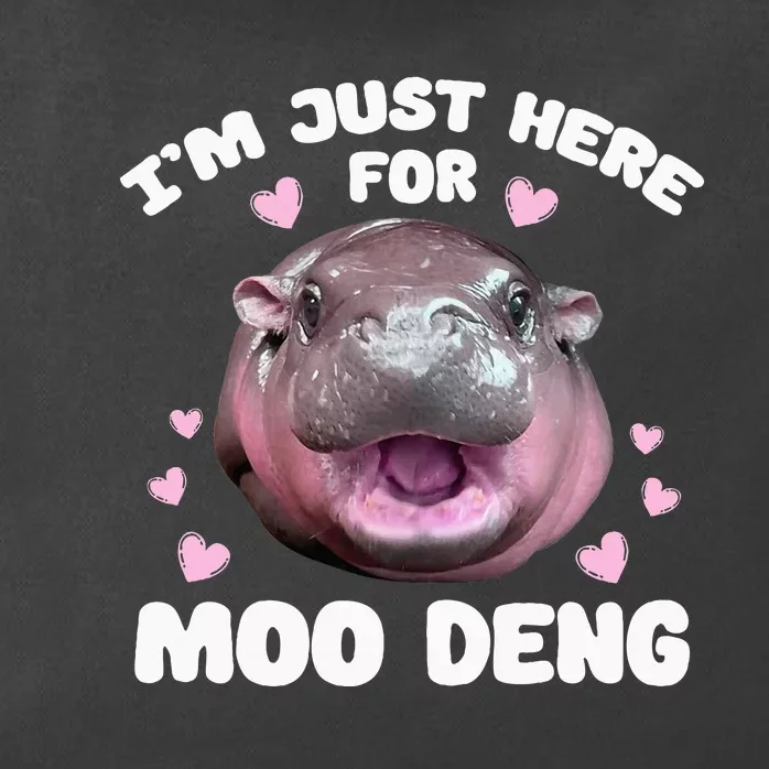 IM Just Here For Moo Deng Cute Baby Hippo Bouncy Souvenir Zip Tote Bag