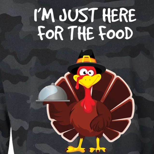 Im Just Here For The Food Funny Thanksgiving Turkey Pilgrim Funny Gift Cropped Pullover Crew