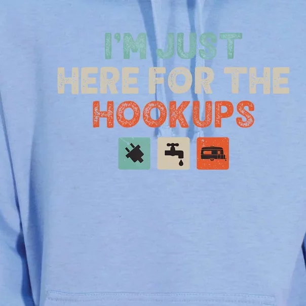 IM Just Here For The Hookups Funny Camp Rv Camper Camping Unisex Surf Hoodie