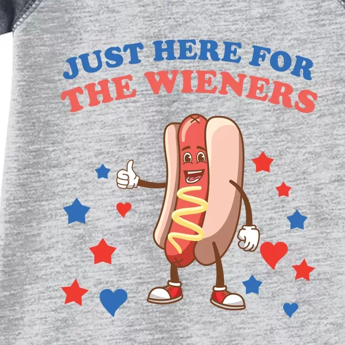 Im Just Here For The Wieners 4th Of July Shirts Infant Baby Jersey Bodysuit