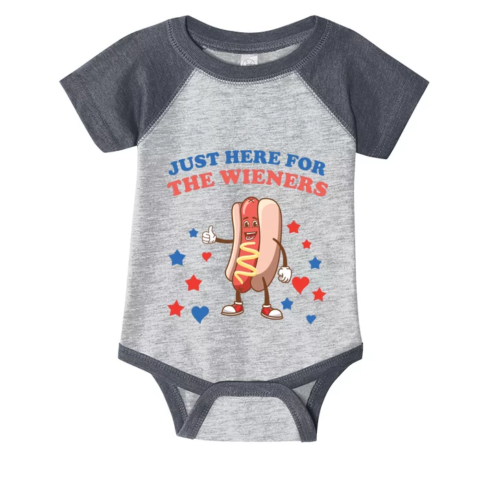 Im Just Here For The Wieners 4th Of July Shirts Infant Baby Jersey Bodysuit