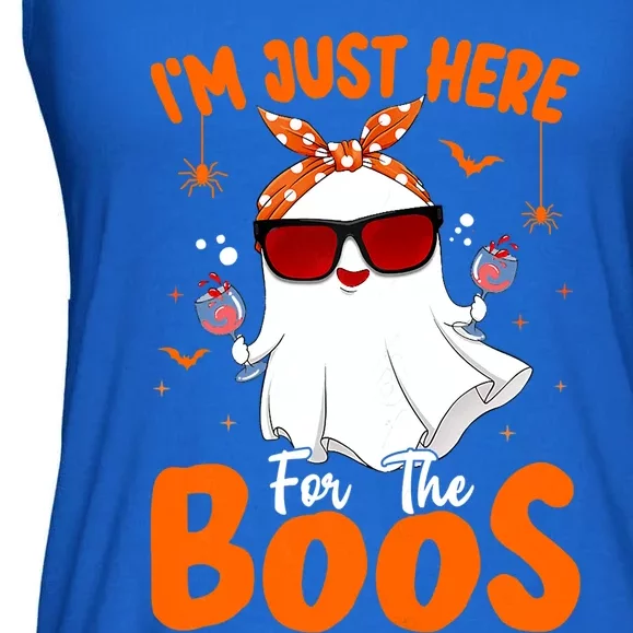 Im Just Here For The Boos Funny Halloween Ghost Wine Gift Ladies Essential Flowy Tank