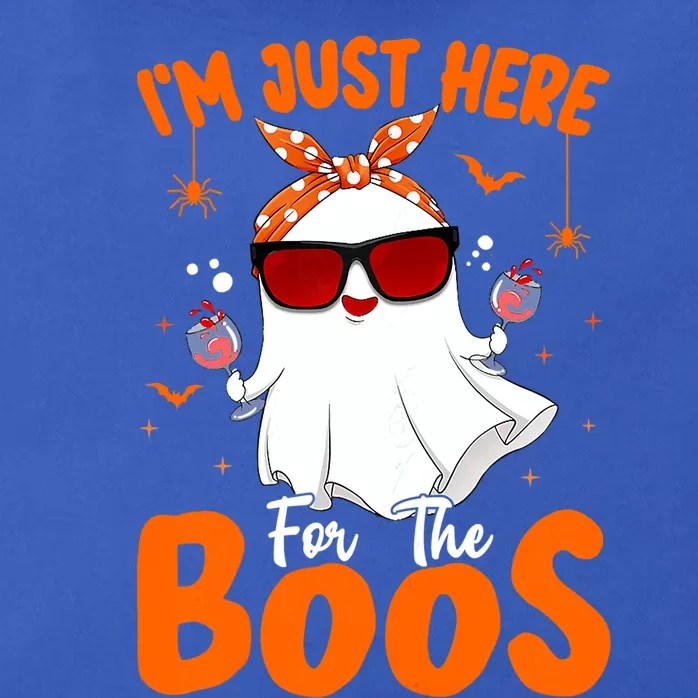 Im Just Here For The Boos Funny Halloween Ghost Wine Gift Zip Tote Bag