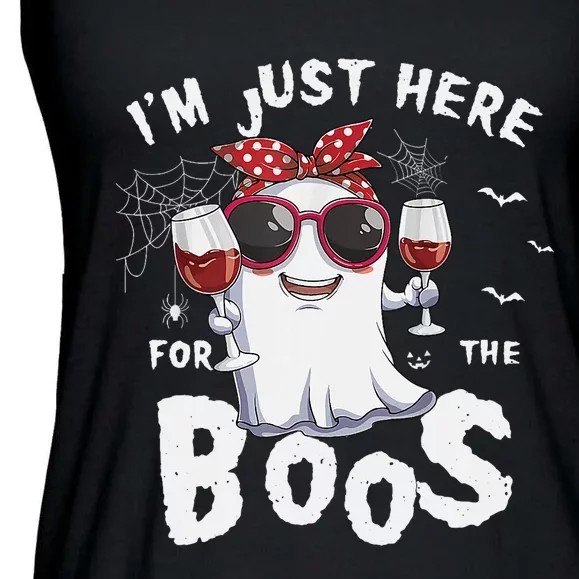 IM Just Here For The Boos Halloween Ghost Ladies Essential Flowy Tank