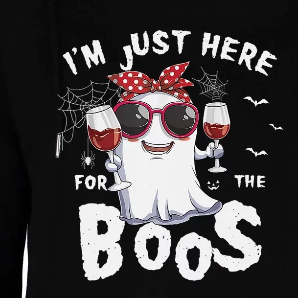 IM Just Here For The Boos Halloween Ghost Womens Funnel Neck Pullover Hood