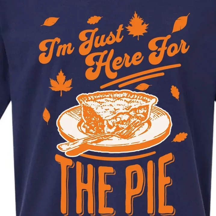 Im Just Here For The Pie Funny Thanksgiving Pumpkin Pie Gift Sueded Cloud Jersey T-Shirt