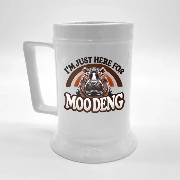 IM Just Here For Moo Deng Cute Baby Hippo 2024 Meme Front & Back Beer Stein