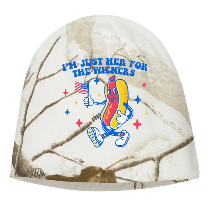 I'm Just Here For The Wieners Funny Fourth of July Kati - Camo Knit Beanie