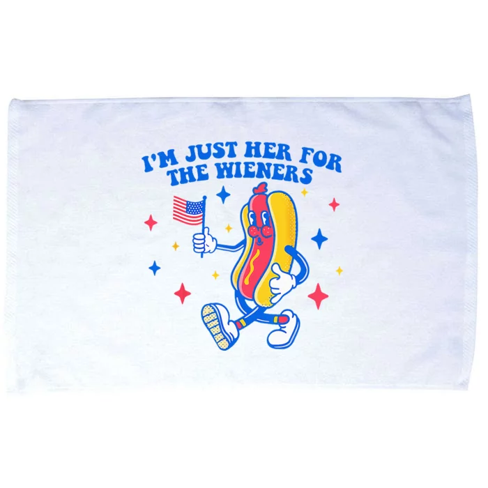 I'm Just Here For The Wieners Funny Fourth of July Microfiber Hand Towel