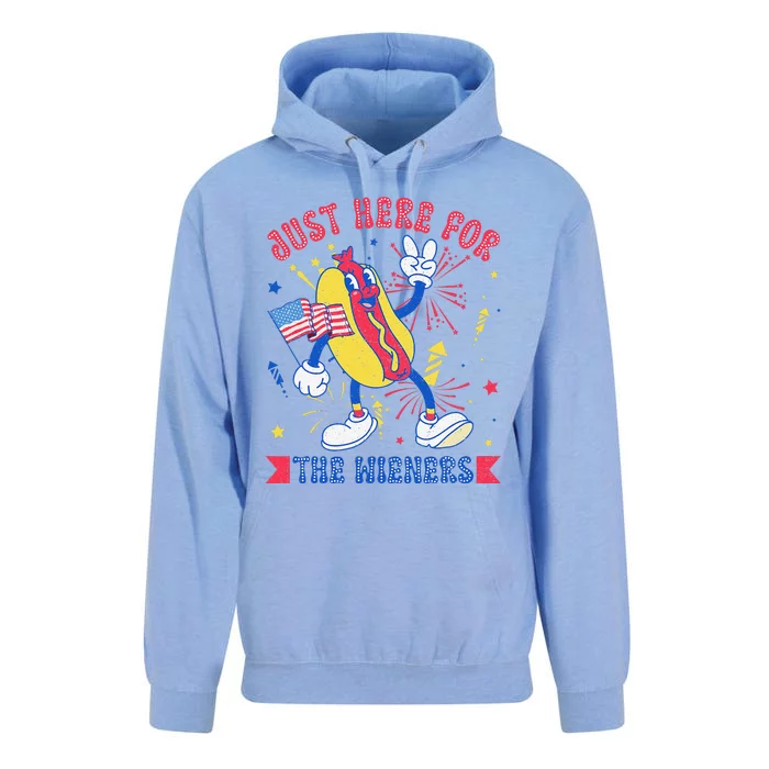 IM Just Here For The Wieners Funny Hot Dog 4th Of July Unisex Surf Hoodie