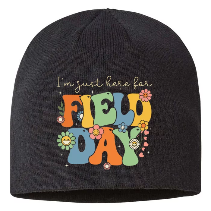 I'm Just Here For Field Day Groovy Retro Last Day Of School 8 1/2in Sustainable Knit Beanie