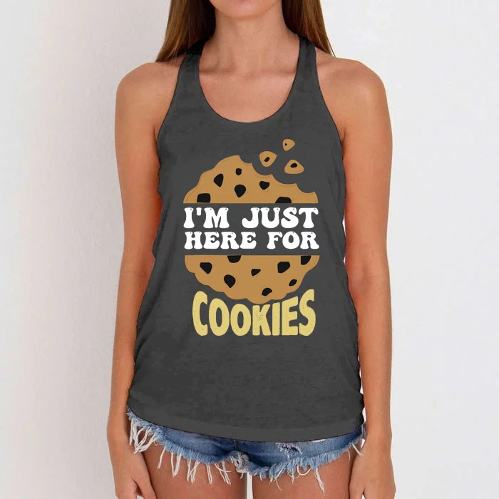 IM Just Here For The Cookies Funny Christmas Cookies Outfit Women's Knotted Racerback Tank