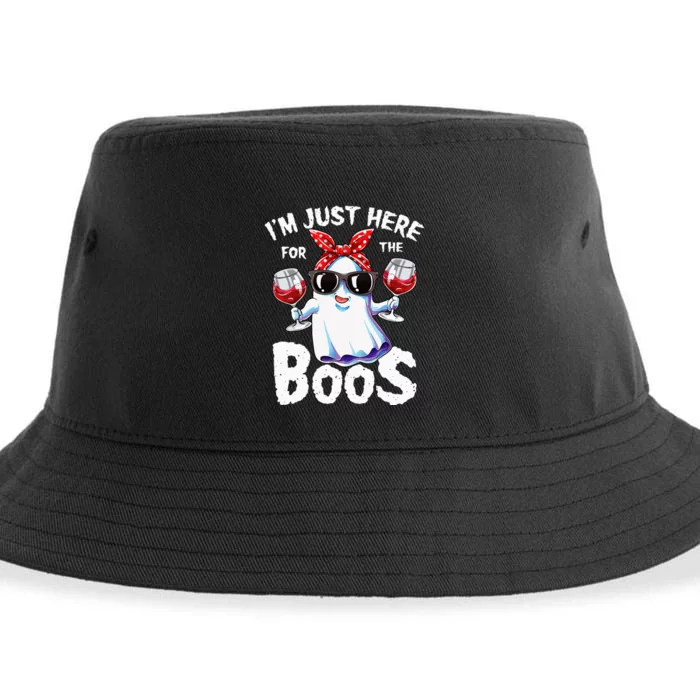 Im Just Here For The Boos Halloween Ghost Cute Funny Sustainable Bucket Hat