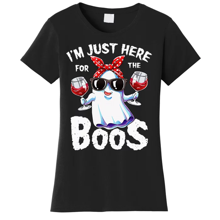 Im Just Here For The Boos Halloween Ghost Cute Funny Women's T-Shirt