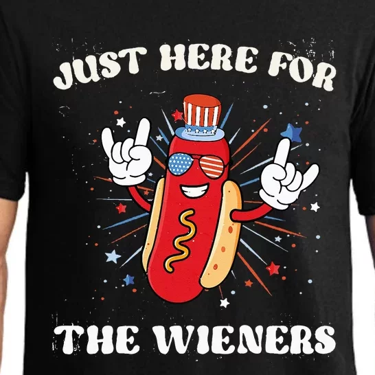 I'm Just Here For The Wieners Funny Fourth of July Pajama Set