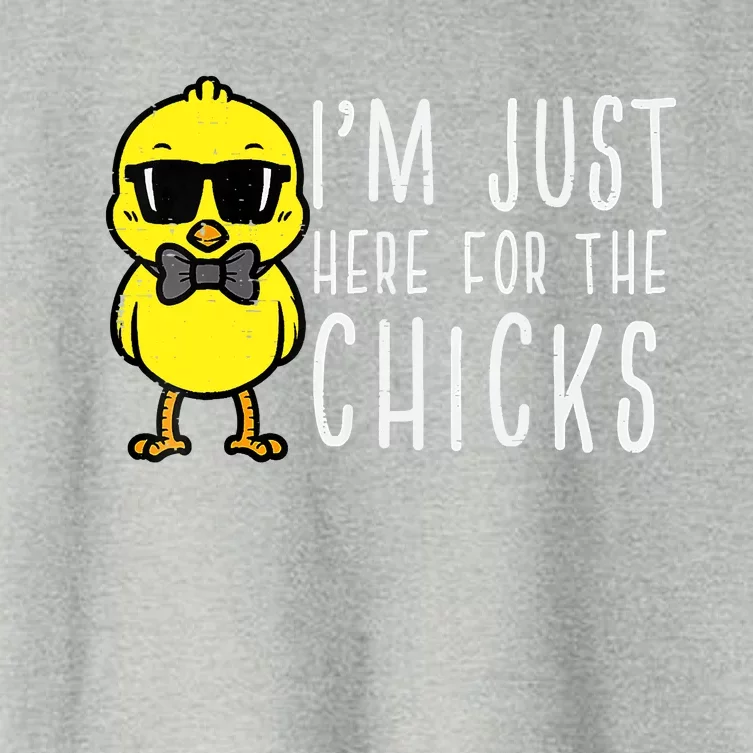 Im Just Here For The Chicks Cute Easter Women's Crop Top Tee