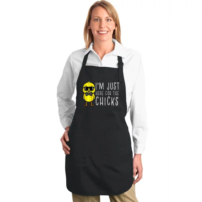 Im Just Here For The Chicks Cute Easter Full-Length Apron With Pocket