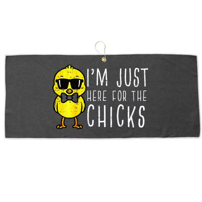 Im Just Here For The Chicks Cute Easter Large Microfiber Waffle Golf Towel