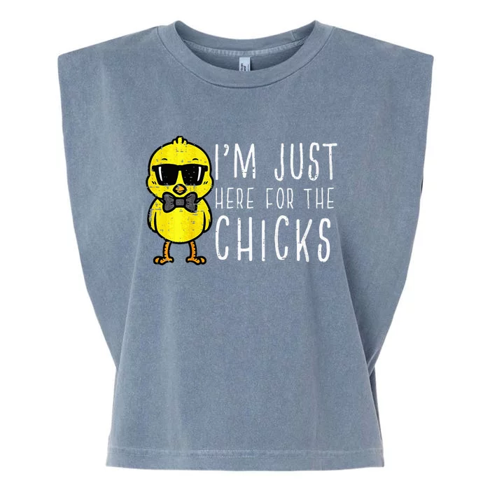 Im Just Here For The Chicks Cute Easter Garment-Dyed Women's Muscle Tee