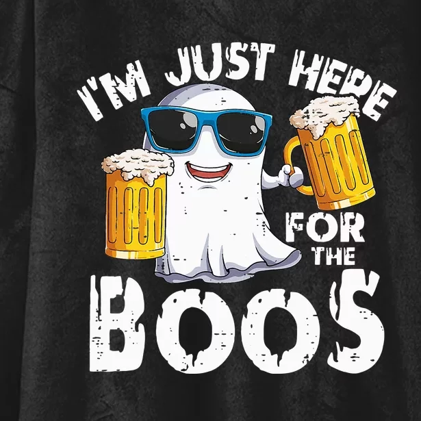 I'm just here for the boos Beer Ghost Halloween costume Hooded Wearable Blanket